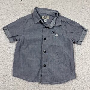 Armani Baby Infant Boys Short-Sleeve Button Up Dress Shirt Size 9 Months Blue
